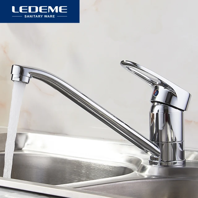 Special Offers LEDEME Kitchen Faucet Pull Out Modern Polished Chrome plated Single Handle Swivel Spout Vessel Sink Mixer Tap L4904