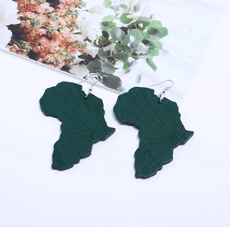 LZHLQ Африканская Карта моделирование серьги женские модные серьги девушка новые деревянные висящие серьги для женщин ювелирные изделия