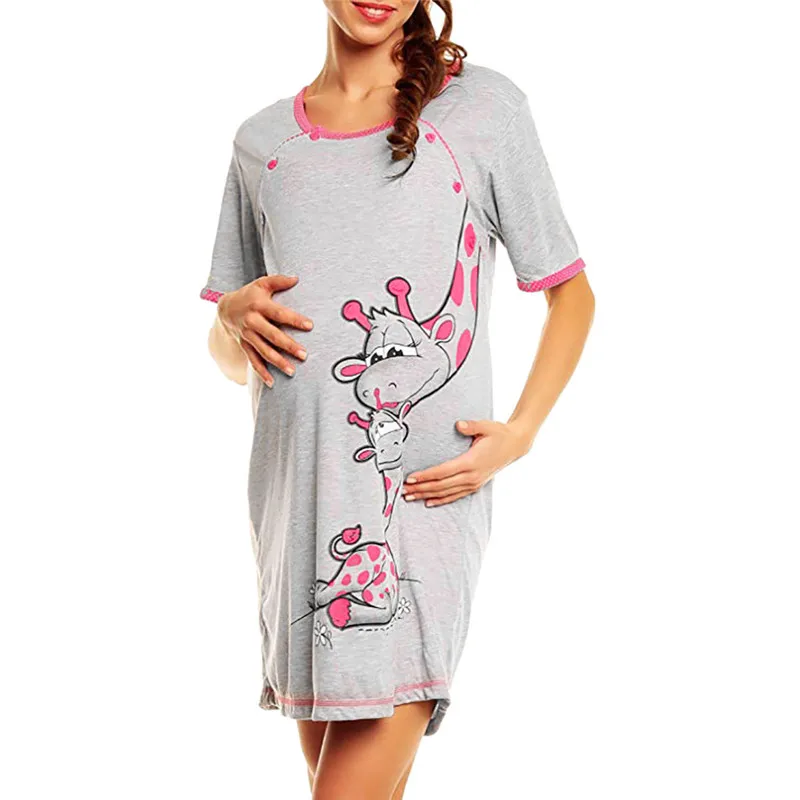 Telotuny Одежда для беременных женщин с коротким рукавом платье для беременных Однотонная юбка с принтом Ночная рубашка Одежда для беременных