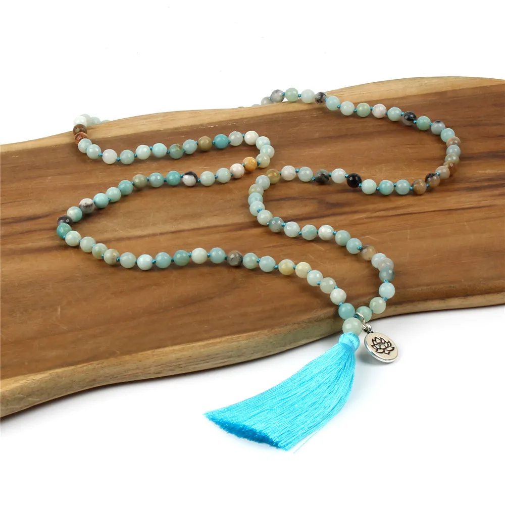 Buy 108 prayer beads knotted necklace 8mm Facted