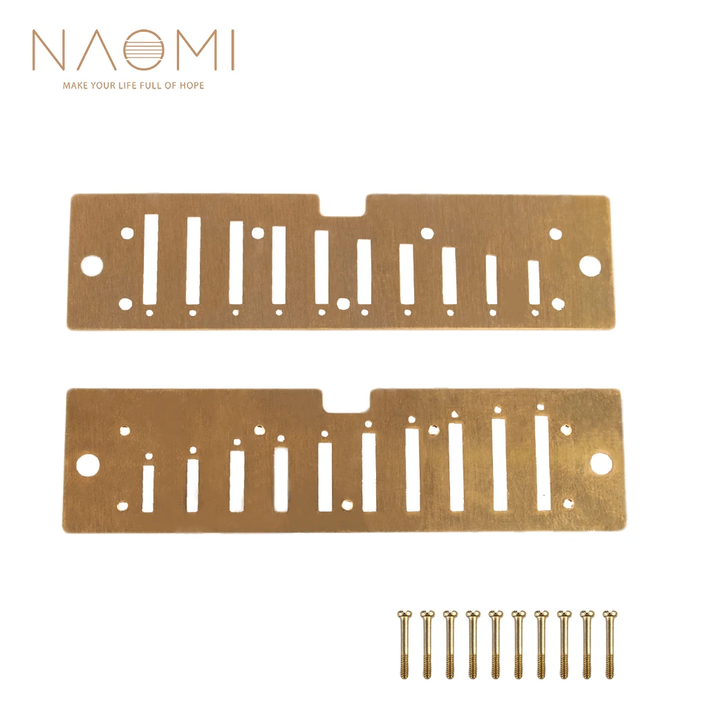 

NAOMI 2PCS Harmonica Reed Plates 10 Reeds Brass Cover Plates For Swan QiMei Suzuki C Tone With Screws