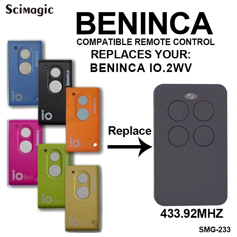 

Beninca remote IO.2WV 433mhz rolling code remote control BENINCA garage door opener command gate control transmitter