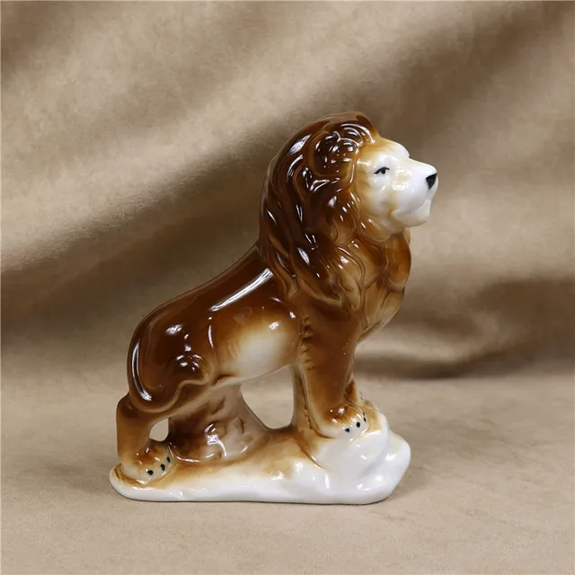 Exquisite Porcelain Lion Miniature Hand Painted Ceramics Lion Figurine