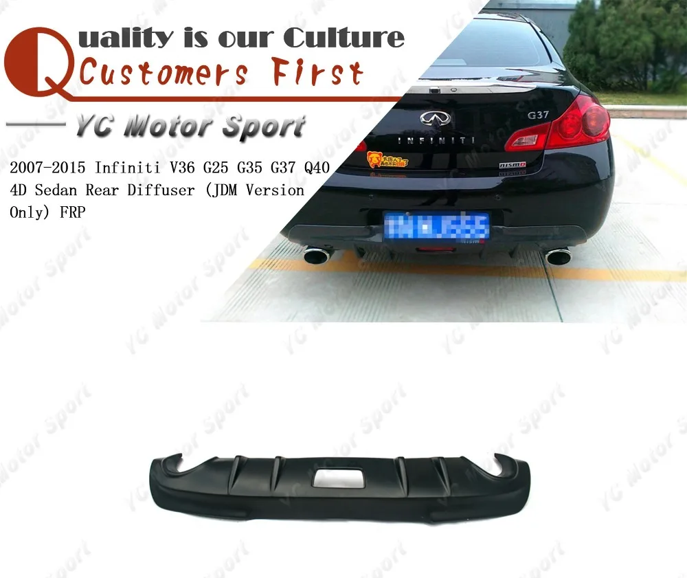 

Car Accessories FRP Fiber Glass JDM Style Rear Diffuser Lip Fit For 2007-2015 V36 G25 G35 G37 Q40 4D Sedan (JDM Version Only)