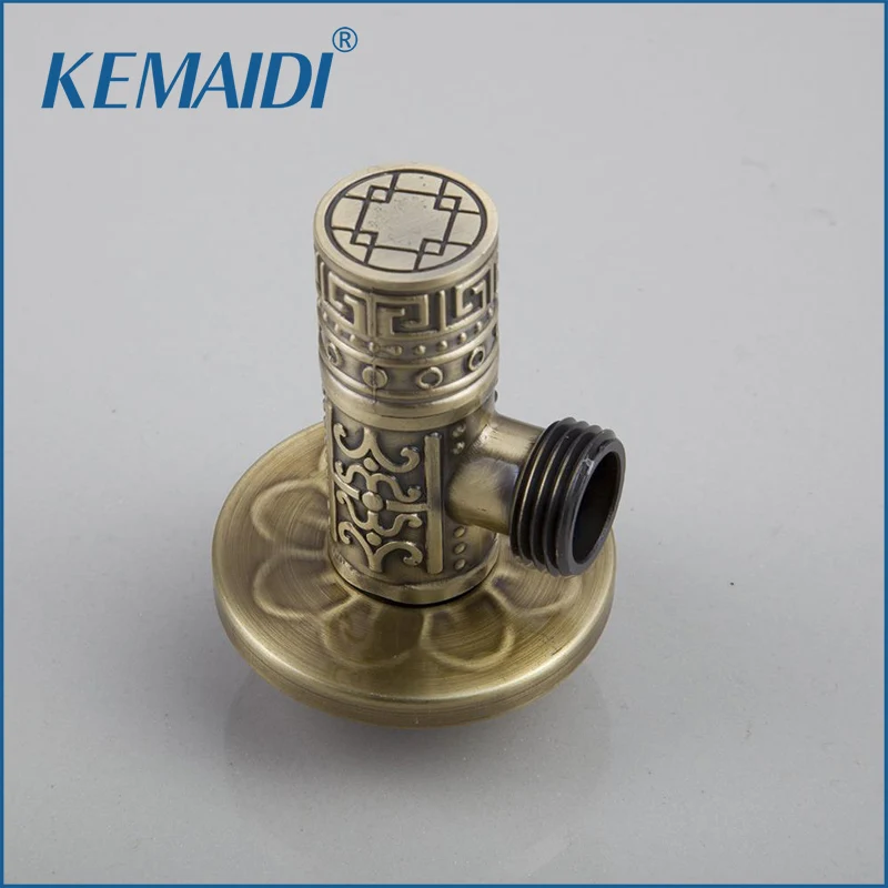 

KEMAIDI Valve Brand Retro Bathroom Accessories Antique Brass Water Stop Valve 5670A +Handle Angle Valve Switch Male Angle Valve