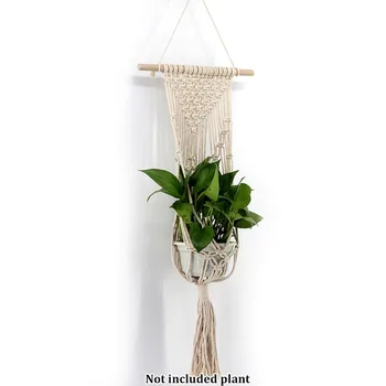 

Nordic style Wall Hanging Basket Hand woven Tapestry Flower Pot Hanging Net Bag Bohemian Household Hanging Craft Decoraiton