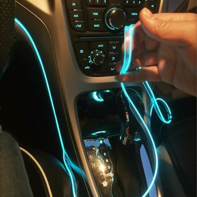 JURUS 5 м подсветка для салона автомобиля светодиодная лента EL Wire Rope Авто декоративная лампа Гибкая неоновая лампа 12 В Автомобильные огни