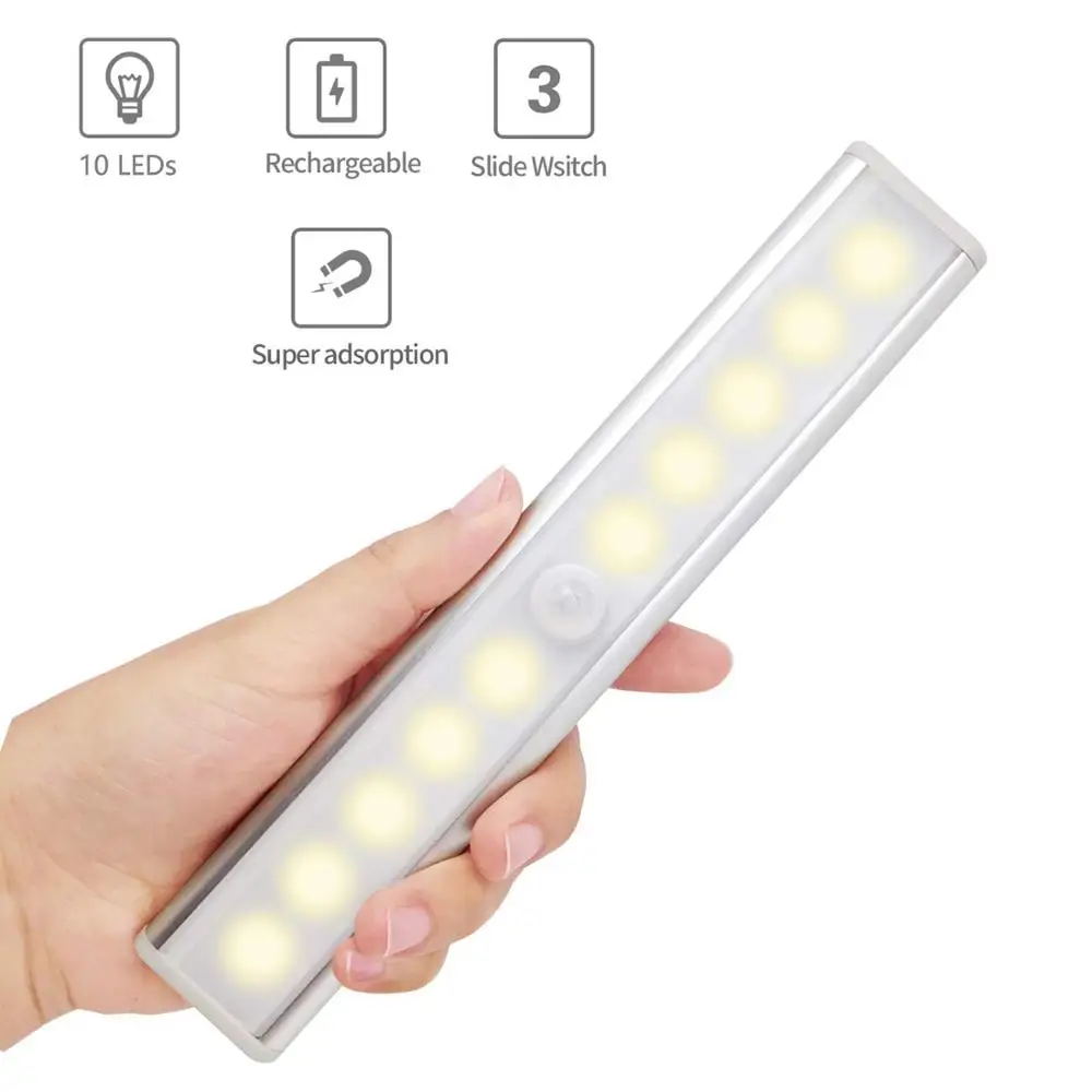 

Wireless LED Under Cabinet Light PIR Motion Sensor Lamp 10 LEDs for Wardrobe Cupboard Closet Kitchen Lighting Led Night Light