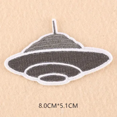 1pcs Space Universe UFO parches Embroidered Iron on Patches for Clothing DIY Motif Stripes Clothes Stickers The aliens Badges - Цвет: ZU03-12