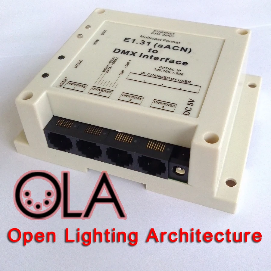 e1.31 (sACN) to DMX Interface, 4 DMX universes output, 2048 DMX