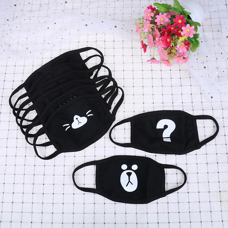 

1PC Cute Anime Mouth Mask Cotton Fabric Anti Dust Pollution Masks Black Unisex Face Mask Keep Warm Mouth Face Mask