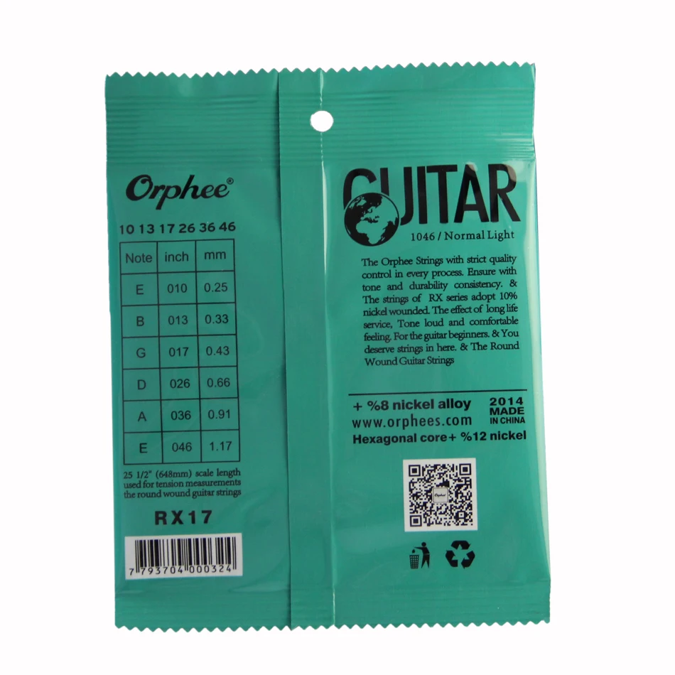Набор электрогитарных струн Orphee RX17 6 шт. (010 046) нить из никелевого сплава