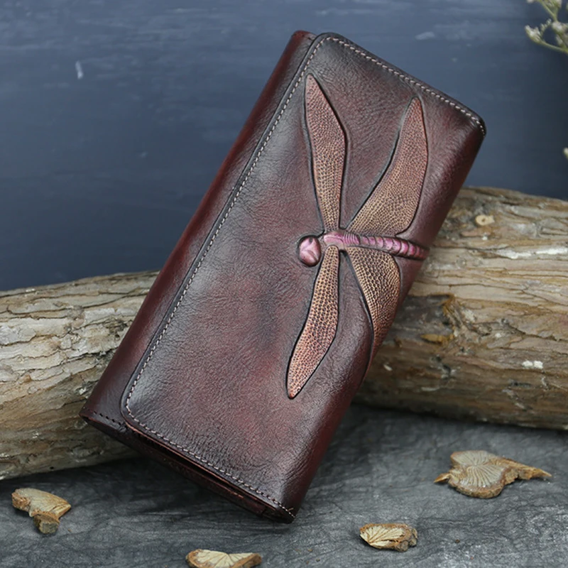 

High Quality Genuine Tanner Leather Unisex Clutch Purse ID/Credit Card Cash Holder Vintage Cowhide Weave Coin Money Long Wallets