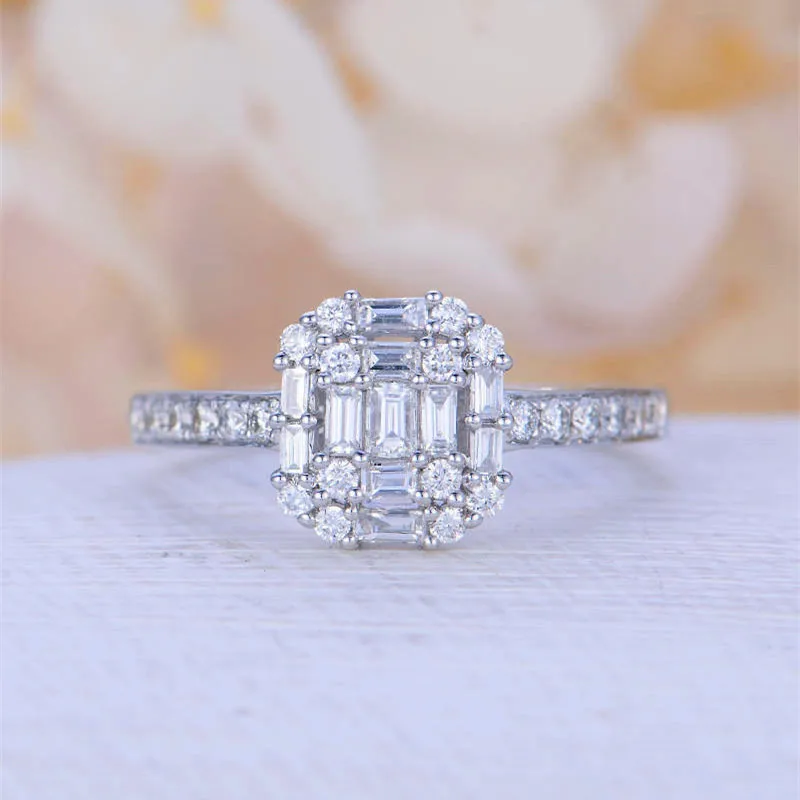 Милое женское кольцо с большим белым циркониевым камнем, модное 925 Серебряное заполненное обручальное кольцо для женщин, обручальное кольцо для невесты