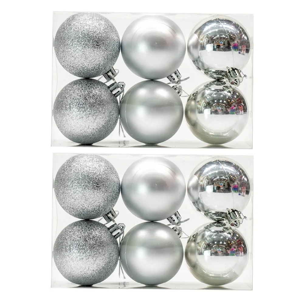 12 piezas 6 cm bola de Navidad colgante árbol bola adornos para decoración de fiesta de Navidad-rosa