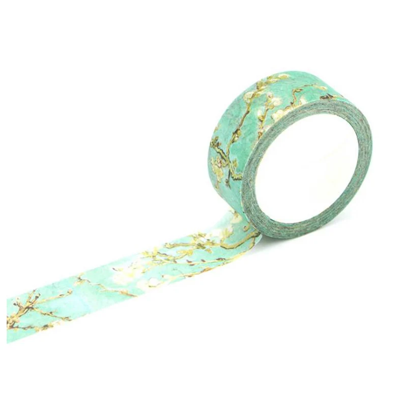 

1.5cm Wide Luxuriant Flowers Washi Tape Adhesive Tape DIY Scrapbooking Sticker Label Masking Tape Apricot flowers