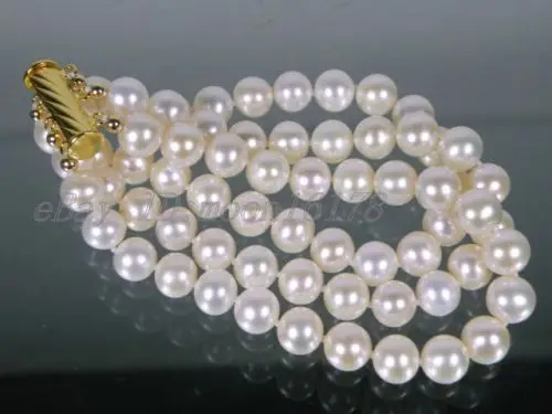 

FREE SHIPPING HOT sell new Style >>>> Genuine 7mm 3 Strands AAA Grade White Akoya Pearl Bracelet 7