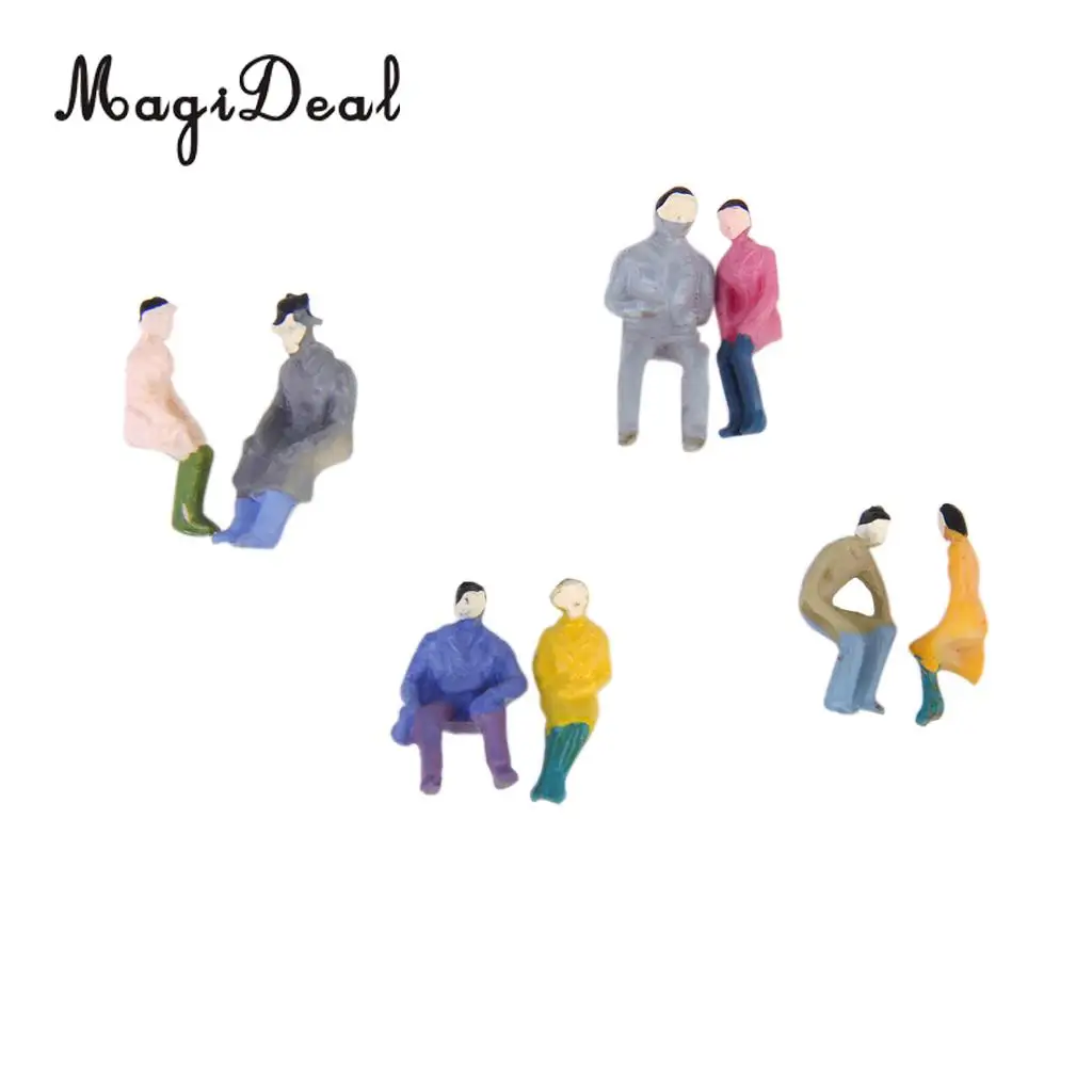 50Pcs/Pack Painted Model Train Seated People Passengers Figures for Station Platform Street Park Scenry Layout 1:87 HO Scale