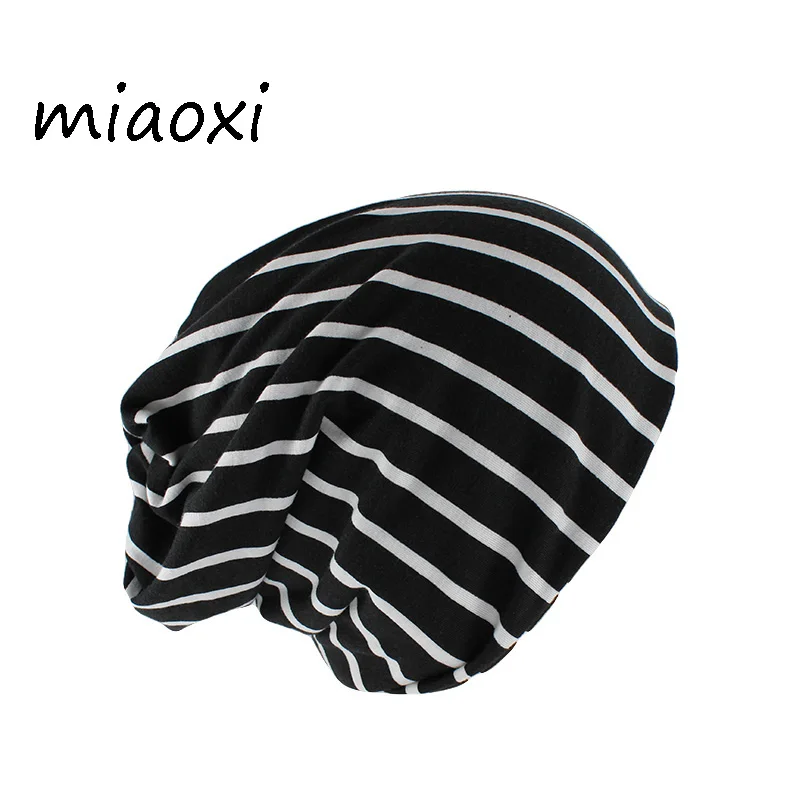 

Miaoxi New Hip Hop Adult Striped Fashion Autumn Warm Beanies Skullies Cotton Hat Female Brand High Quality Casual Warm Bonnet