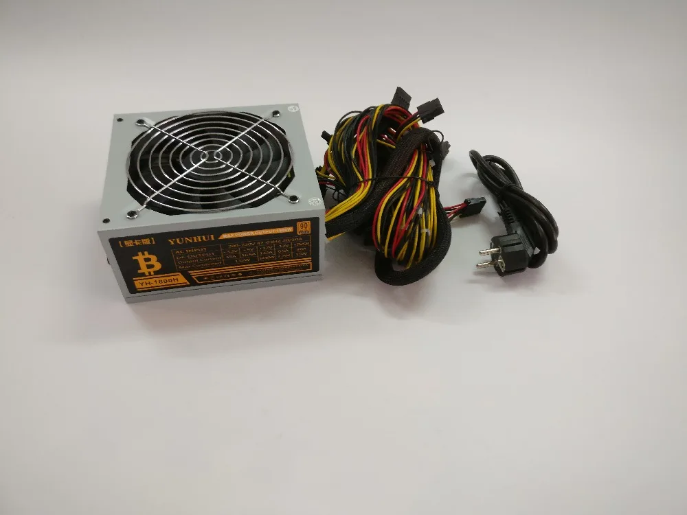 YUNHUI ETH ZCASH SC MINER Gold POWER 1800 Вт BTC источник питания для RX 470/570 RX480/580 6 GPU карт