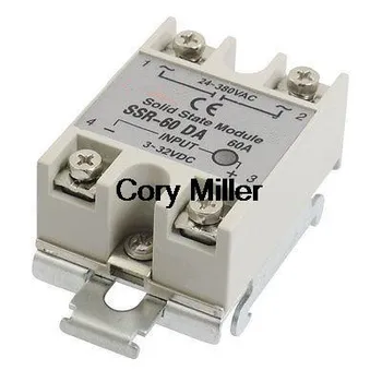 

60A Gray Metal Base Solid State Relay w DIN Rail SSR-60DA Input DC 3-32V