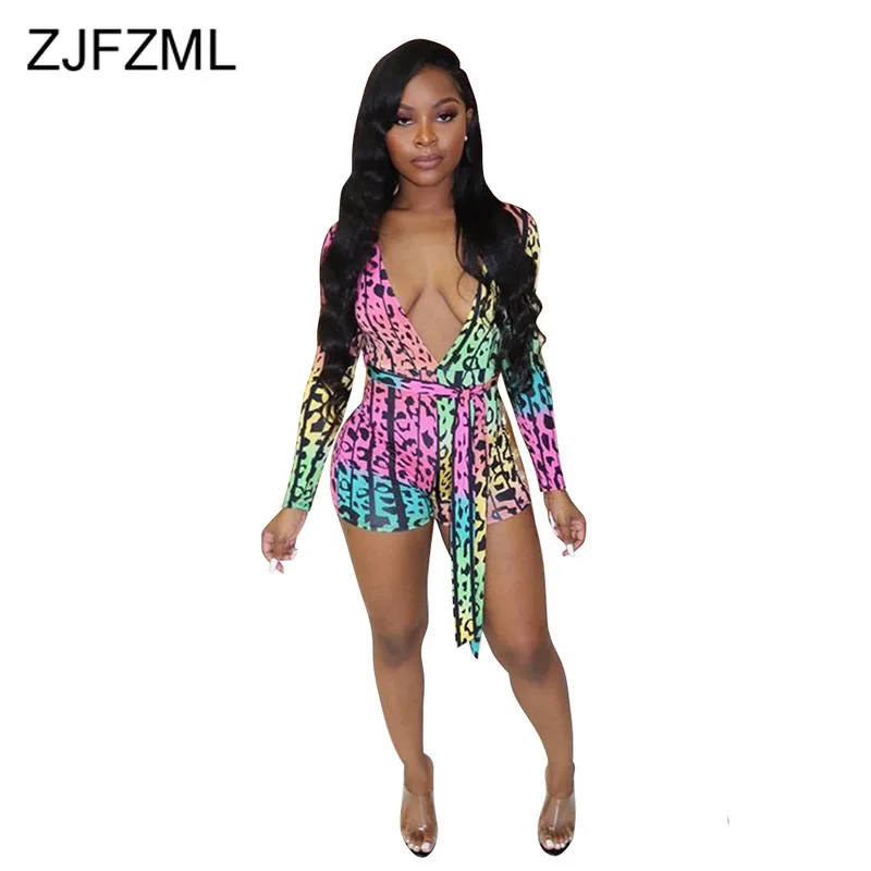 Womens Sleeveless Rainbow Print Romper Jumpsuit Ladies V Neck Strappy Playsuit