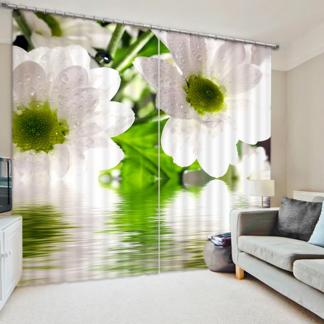 Décor à la maison Moderne 3D Photo blanc fleur Rideaux 3D Blackout ... Décor à la maison Moderne 3D Photo blanc fleur Rideaux 3D Blackout ...