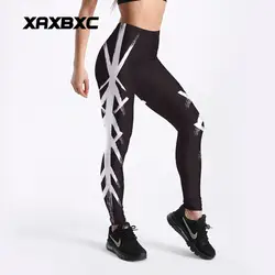 XAXBXC 4093 крест кости в полоску принты эластичный Фитнес тренировки пуш-ап Для женщин леггинсы тонкий сексуальный женский карандаш брюки плюс