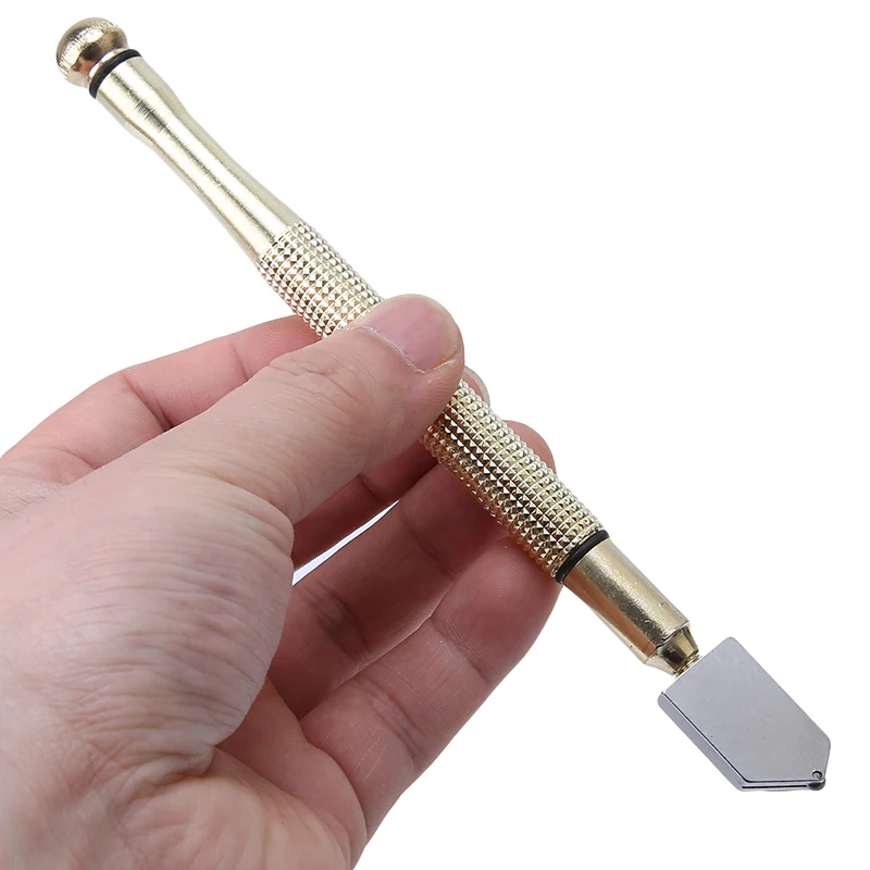 Glass Cutter Durable Diamond Antislip Metal Handle Steel Blade Oil