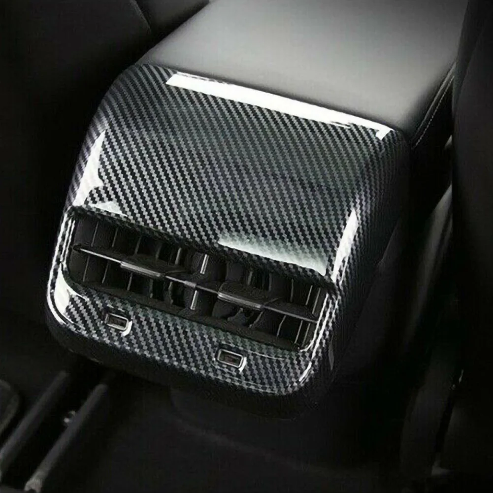 Авто вентиляционное отверстие выход декоративная отделка для крышек для Tesla модель 3 черный углеродное волокно заднего вентиляционного отверстия защитное устройство выходного отверстия крышка