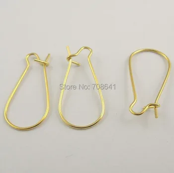 

32mm New Gold tone Plated Earwires Copper Wired Clip Earring Hooks Findings DIY Jewelery Making Bulk Wholesale