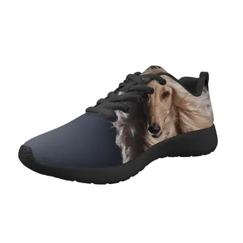 

Afghan Hound print Flats Shoes Female Black bottom Fashion Breathable Casual Lightweight cushioning running shoes Women sneakers