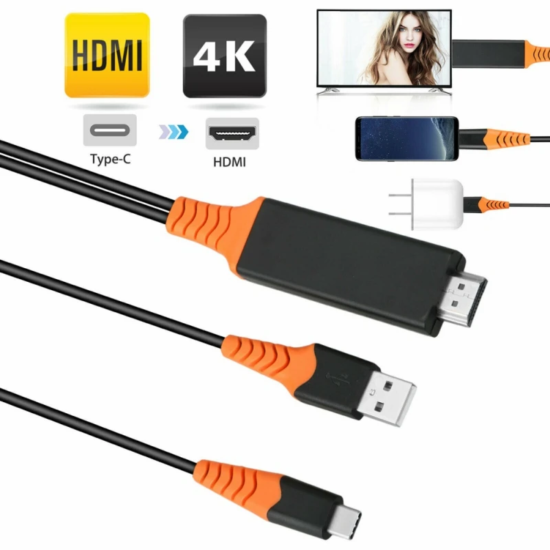 2 в 1 USB C Тип к HDMI HDTV AV ТВ кабель адаптер конвертер для ПК телефон Проектор Монитор
