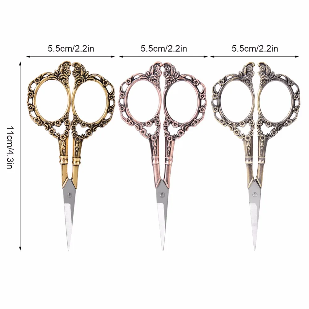 1 шт., винтажные бытовые ножницы, цветочный узор, рукоделие, вышивка из нержавеющей стали, кухонные портновские ножницы, парикмахерский режущий инструмент