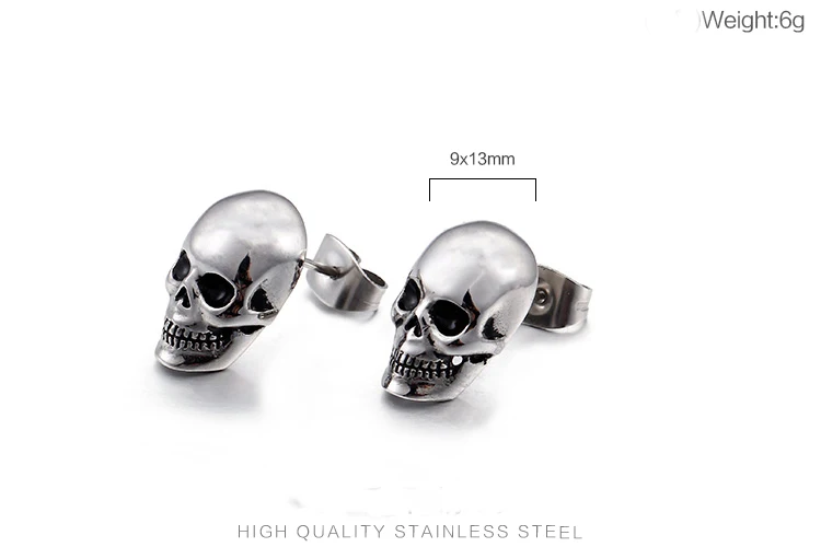 TrustyLan Punk Rock Skull Mens Earrings For Women Stainless Steel Small Stud Earings Fashion Jewelry Dropshipping Gift New