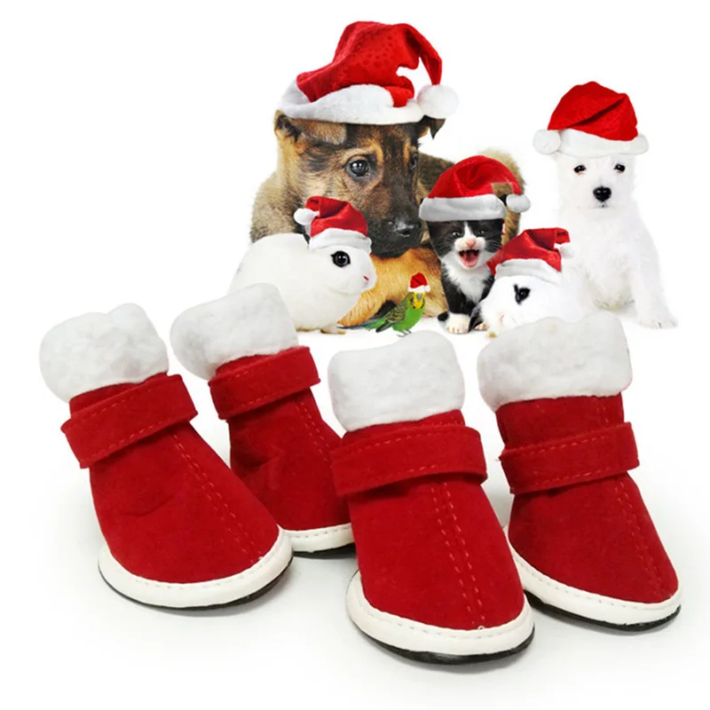 Christmas Anti slip Warm Shoes Pet Dog Chihuahua Boots Puppy Shoes For