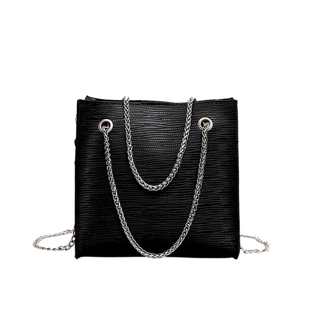 Женская однотонная сумка-мессенджер с цепочкой, простая темпераментная сумка на плечо, Женская сумочка, сумка через плечо, Feminina#15 - Цвет: Black