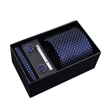 

New 8 cm paisley Tie Set Jacquard Woven Necktie Gravata Hanky Cufflinks&clip Set Men's Tie for Wedding Party gift box packing