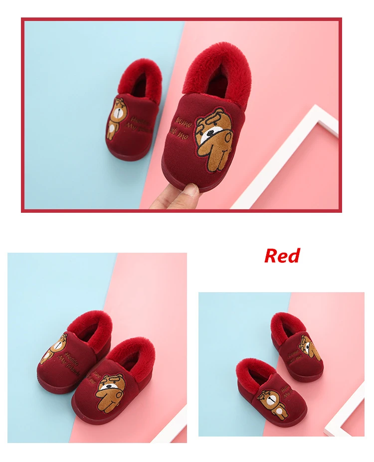 От 1 до 8 лет; сезон зима-осень; Домашние хлопковые тапочки с рисунком медведя для мальчиков и девочек; Детская домашняя обувь; мягкие тапочки; детская обувь