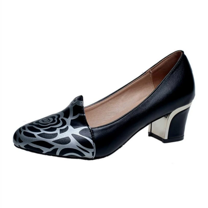

Shoes Woman High Heels Fashion Print Graffiti Shallow designer shoes women luxury 2018 Spring Size 34-41 Elegant Work Shoes