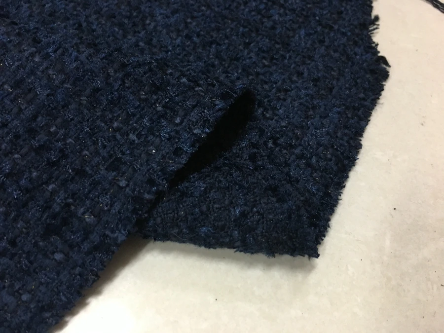 

Free ship tweed fabric navy whit ribbon weaved 59" width by meter