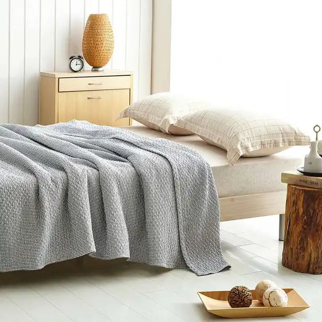 100 washed cotton chunky knit weighted blanket cobijas para cama Reversible summer Cozzy bed