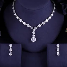 Janeklly модное свадебное ожерелье серьги для женщин аксессуары Полный кубический цирконий для невесты Ювелирные наборы pendientes mujer moda