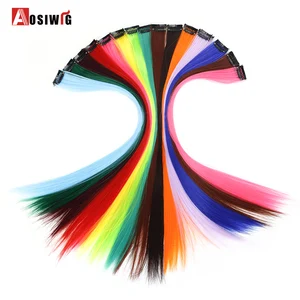 AOSIWIG 1 клип в длинные прямые волосы поддельные шиньоны термостойкие синтетические поддельные только один волос - изображение