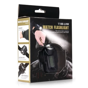 

New Portable CREE XPE Q5 R2 LED Wrist Watch Flashlight Torch Light USB Charging Wrist Model Tactical Rechargeable Flashlight