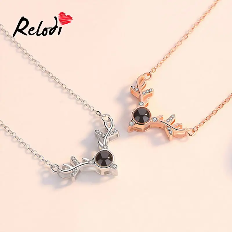 Relodi памятью любви ожерелье s 100 язык I Love You для любовника цепочка с рогами чокер