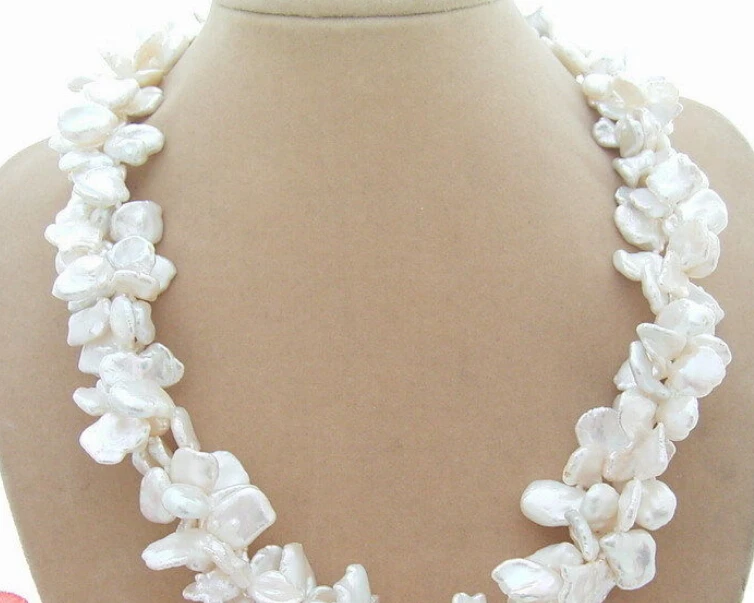 

ddh003789 3Strds White Reborn Keshi Pearl Necklace