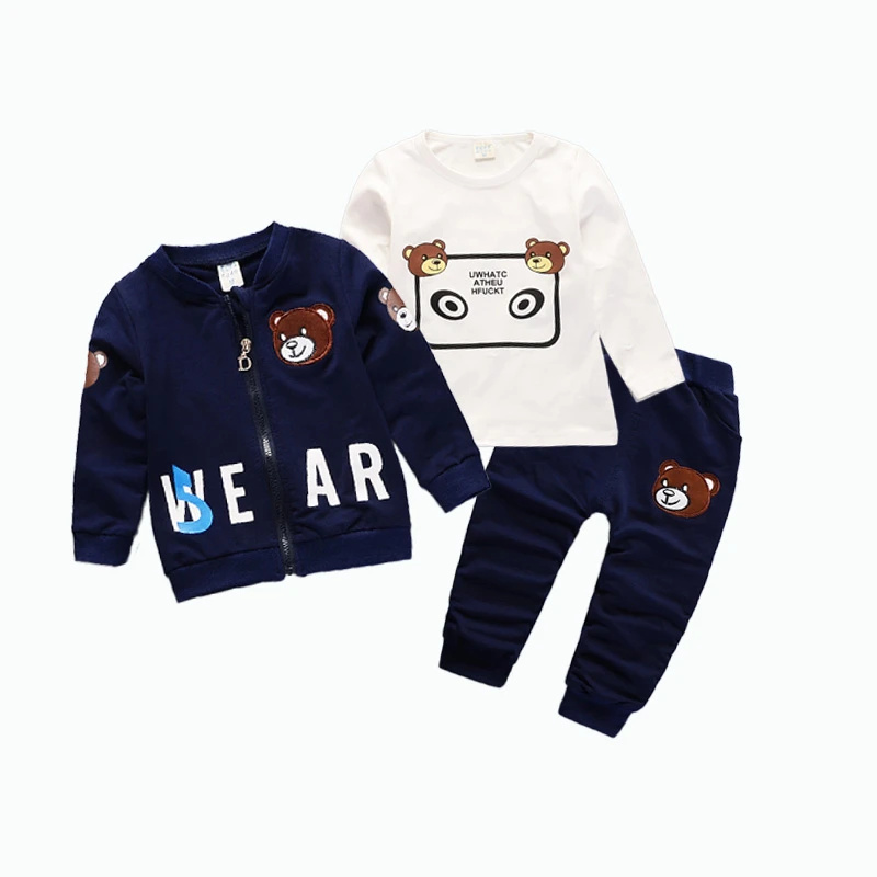 

Children Boys Girls Clothing Sets Spring Autumn Kids Cotton Jacket T-shirt Pants 3Pcs/Set Baby Fashion Clothes Toddler Tracksuit