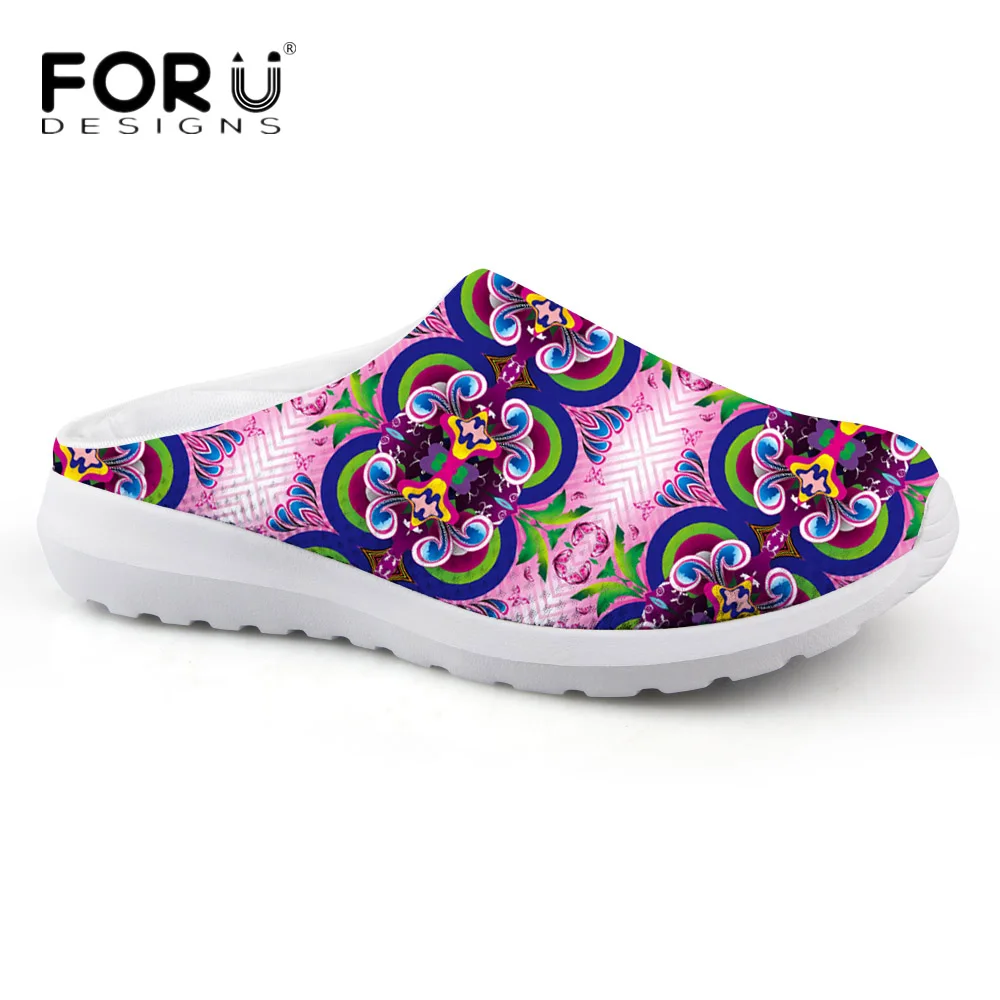 

FORUDESIGNS Women Sandals 3D Art Flower Printing Women's Slip-on Summer Sandals Fashion Breathable Mesh Beach Water Shoes Mujer