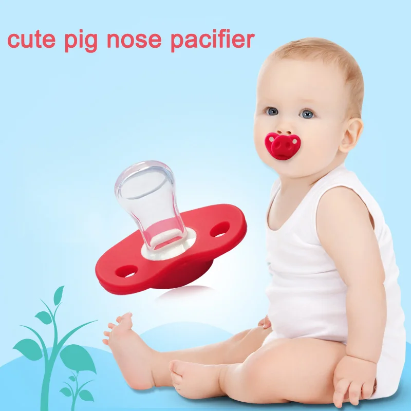 Funny Cute Pig Nose Baby Pacifier Food Grade Silica Gel Thumb Type Teether Nipple Care Accessories | Мать и ребенок